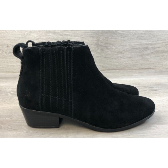 Jack Rogers Women's US 9M Black Suede Leather Pull On Cuban Heel Ankle Bootie - Picture 1 of 8